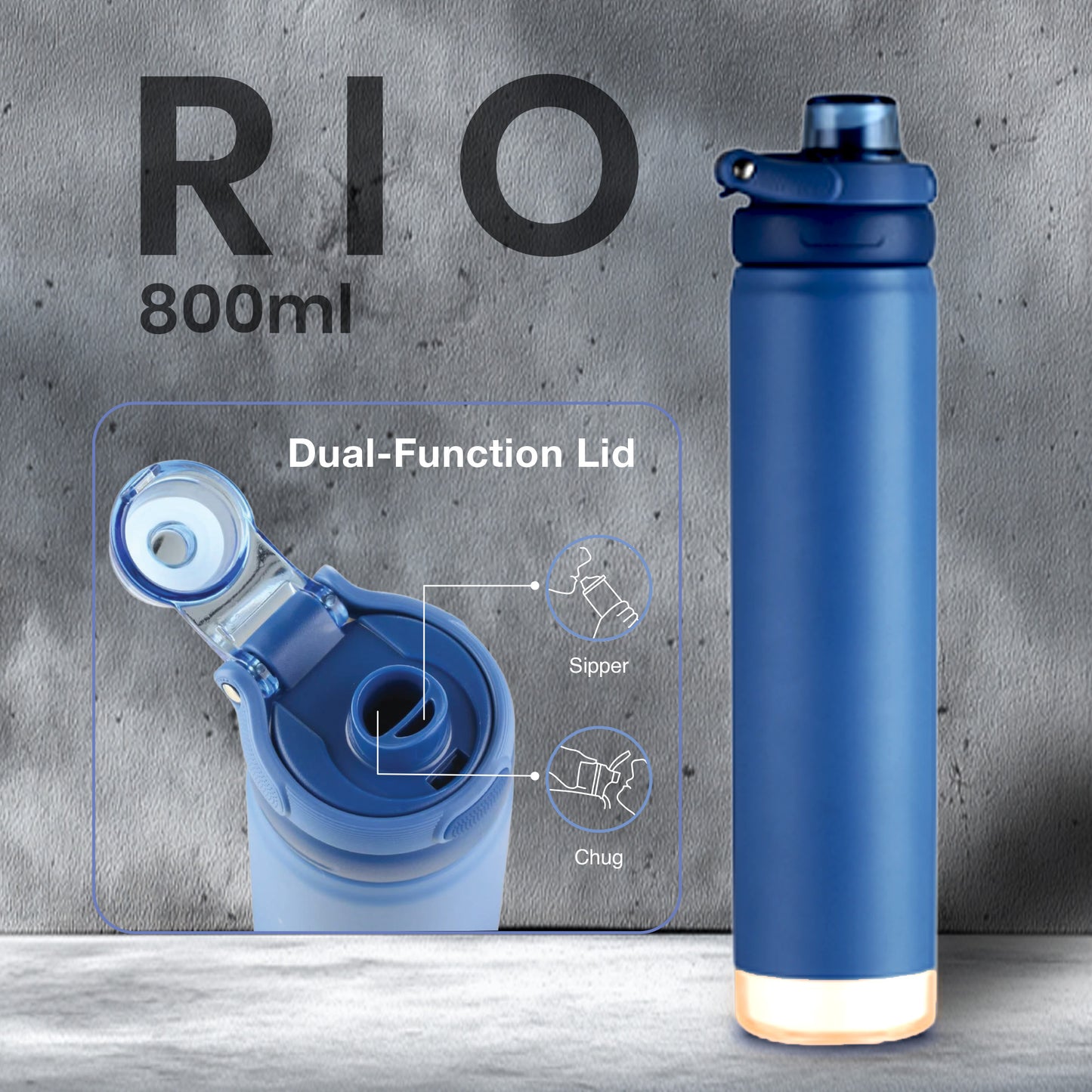 Smart Water Bottle, 800 ml with Beep & Glow Reminder Double Wall Stainless Steel, Hot & Cold Retention, 15-Day Battery