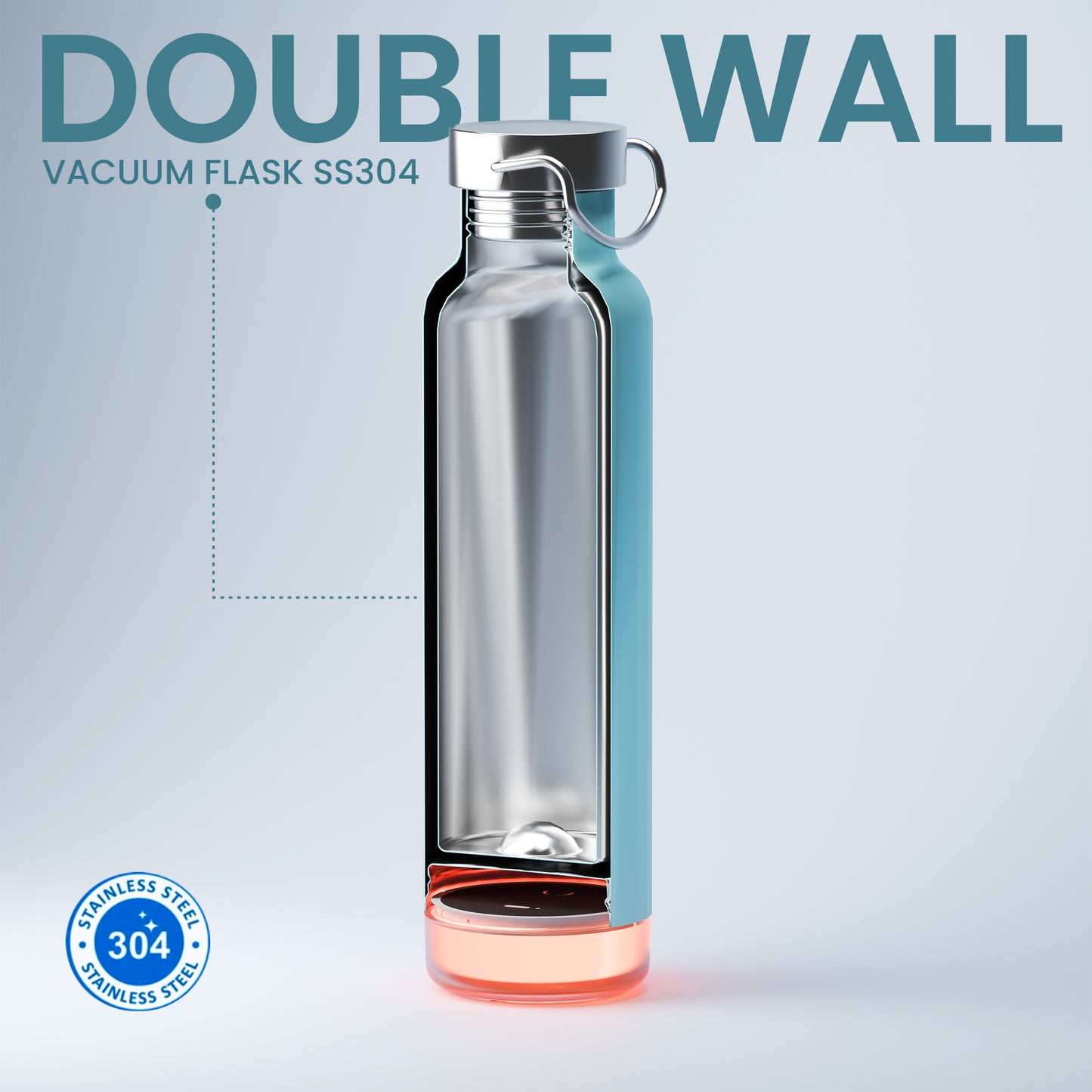 Stainless Steel Double Wall Smart Water Bottle ,SS 304 Material 600 ml Thames
