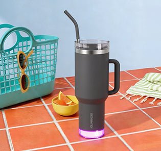 Nile+ Stainless Steel Tumbler with Handle, Straw & Lid 1.2 Litre SS304 Material with App Connectivity