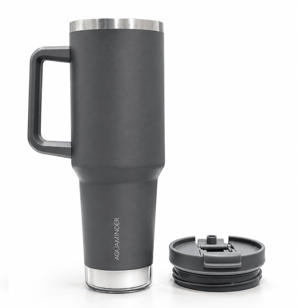 Nile Prime+ Smart Reminder Led Vacuum Tumbler | 1200ML | Grey - AQUAMINDER