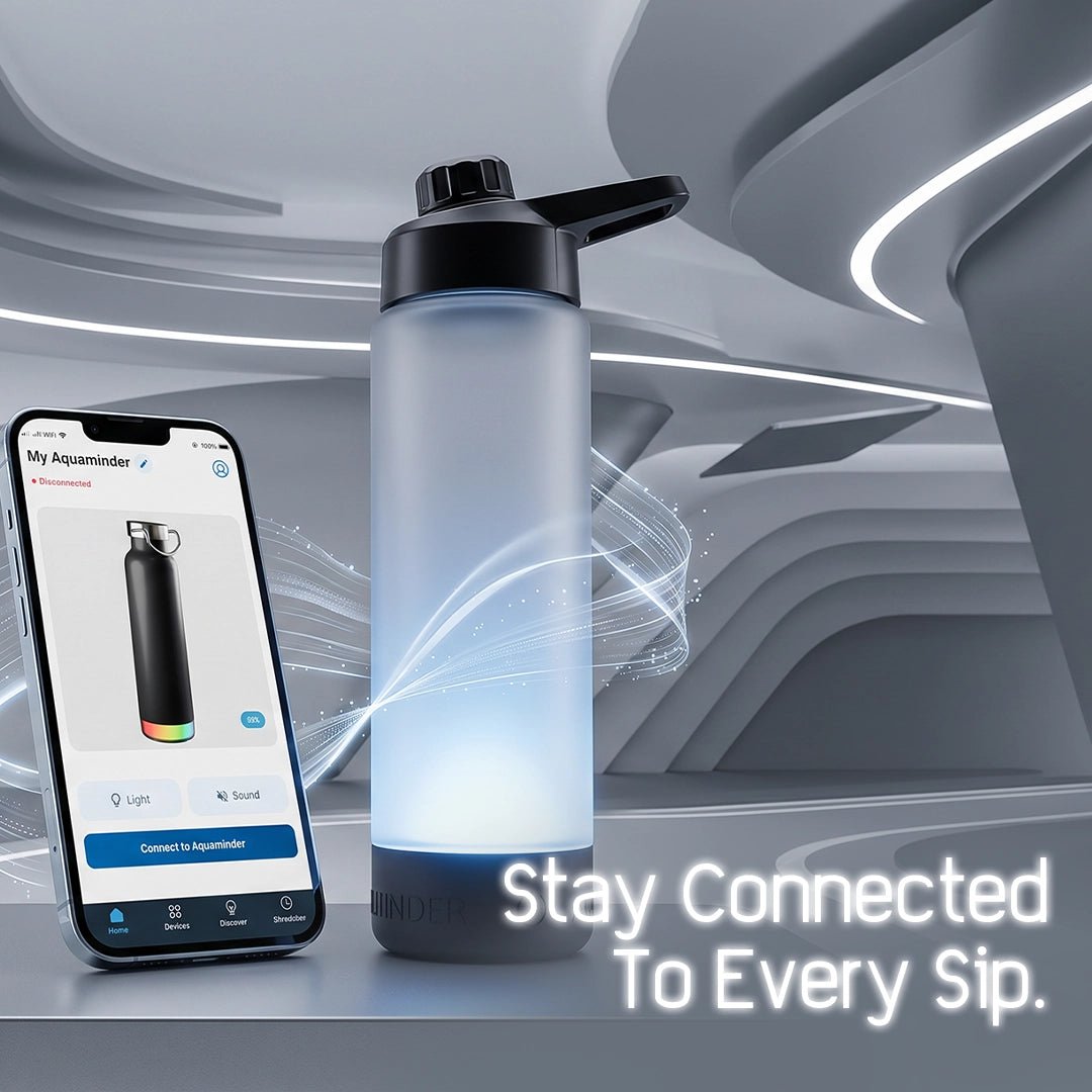 Personalised Volga+ Smart Reminder Led Vacuum Bottle With Chug Lid & Aquaminder APP Connectivity | 770 ml | Black - Cod Not Applicable - AQUAMINDER