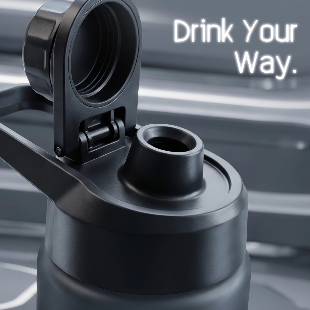 Personalised Volga+ Smart Reminder Led Vacuum Bottle With Chug Lid & Aquaminder APP Connectivity | 770 ml | Black - Cod Not Applicable - AQUAMINDER