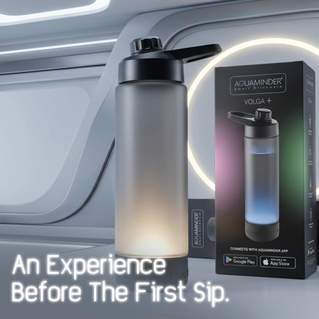 Personalised Volga+ Smart Reminder Led Vacuum Bottle With Chug Lid & Aquaminder APP Connectivity | 770 ml | Black - Cod Not Applicable - AQUAMINDER