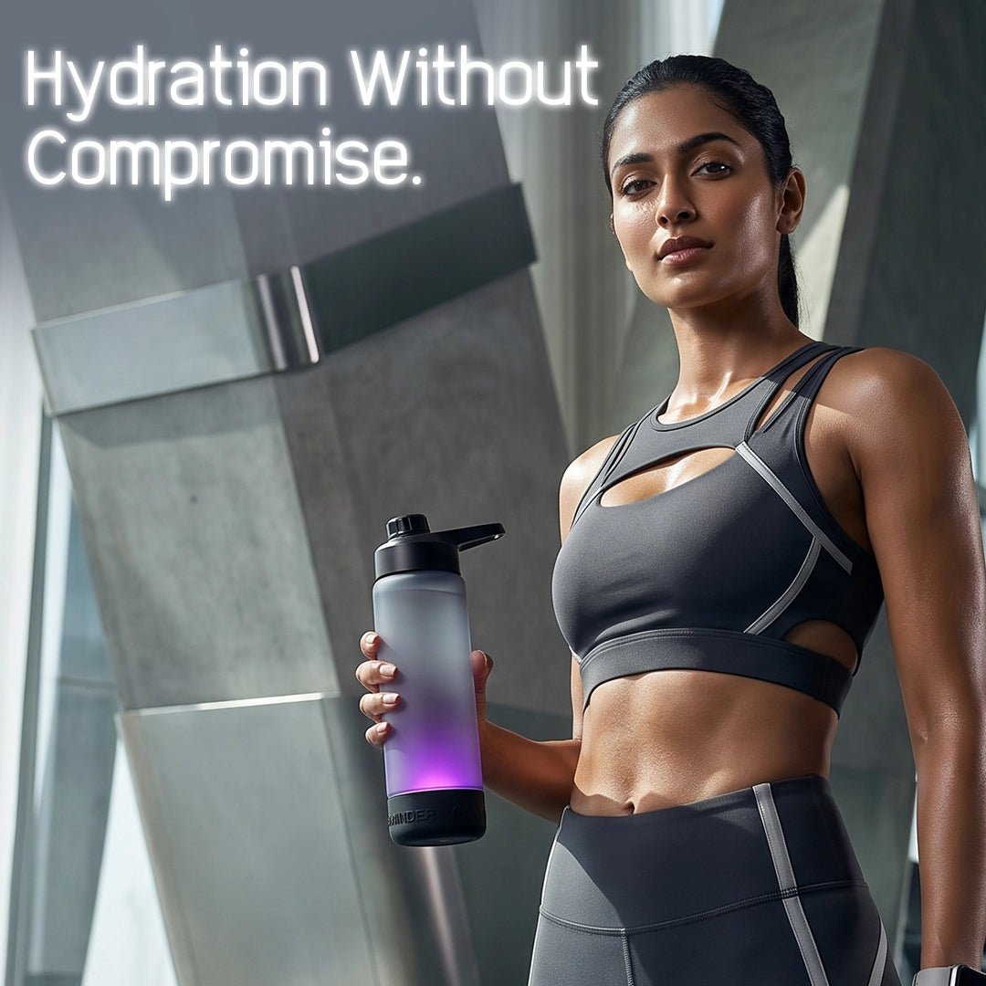 Personalised Volga+ Smart Reminder Led Vacuum Bottle With Chug Lid & Aquaminder APP Connectivity | 770 ml | Black - Cod Not Applicable - AQUAMINDER