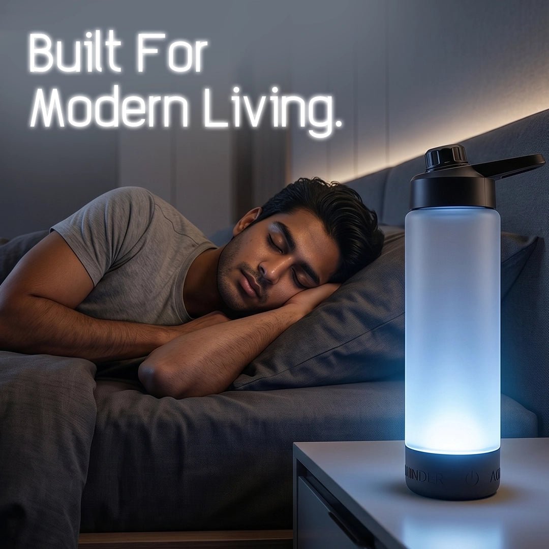 Personalised Volga+ Smart Reminder Led Vacuum Bottle With Chug Lid & Aquaminder APP Connectivity | 770 ml | Black - Cod Not Applicable - AQUAMINDER