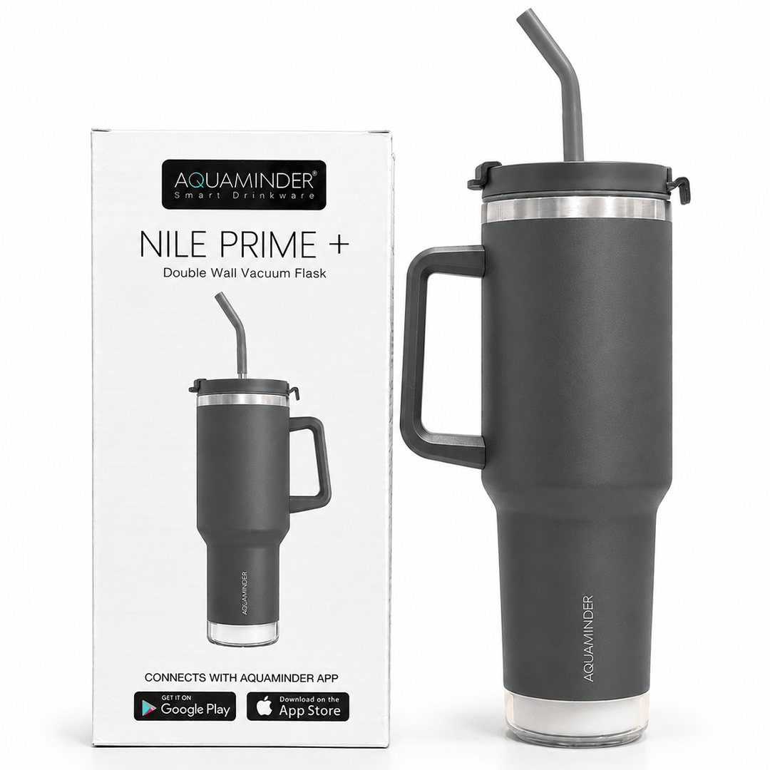 Nile Prime+ Smart Reminder Led Vacuum Tumbler | 1200ML | Grey - AQUAMINDER