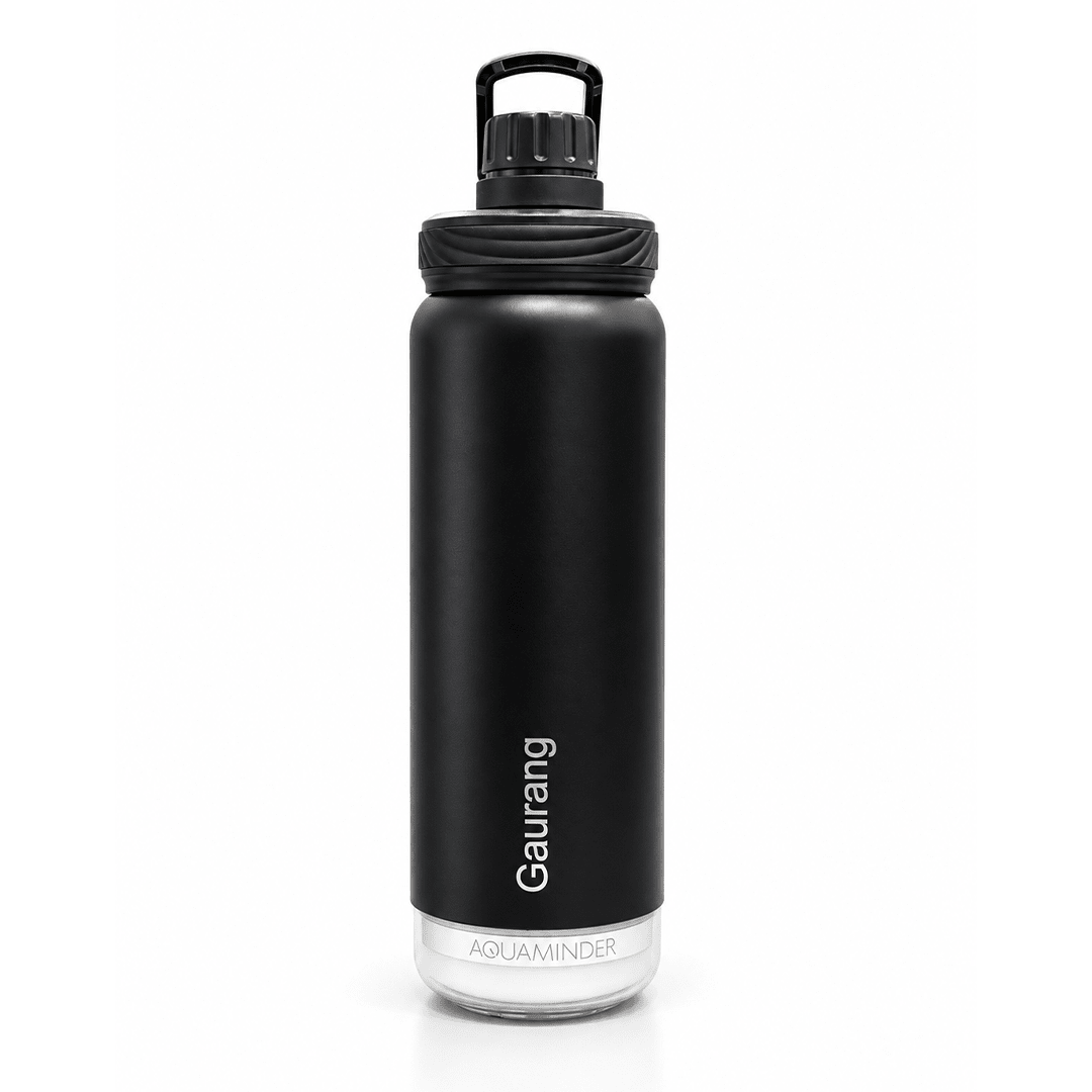 Personalised Rhine+ Smart Hydration Bottle | 800ML | Black - AQUAMINDER