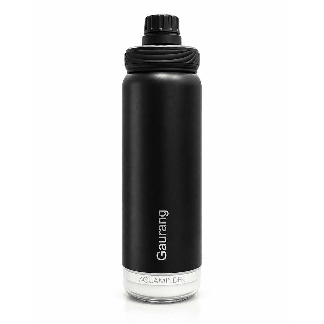 Personalised Rhine+ Smart Hydration Bottle | 800ML | Black - AQUAMINDER