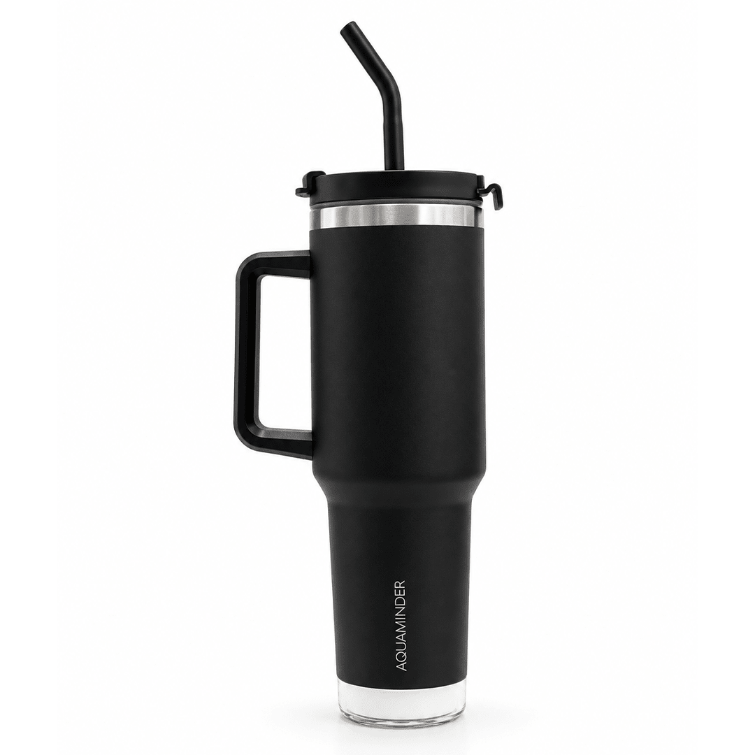 Nile Prime+ Smart Reminder Led Vacuum Tumbler | 1200ML | Black - AQUAMINDER