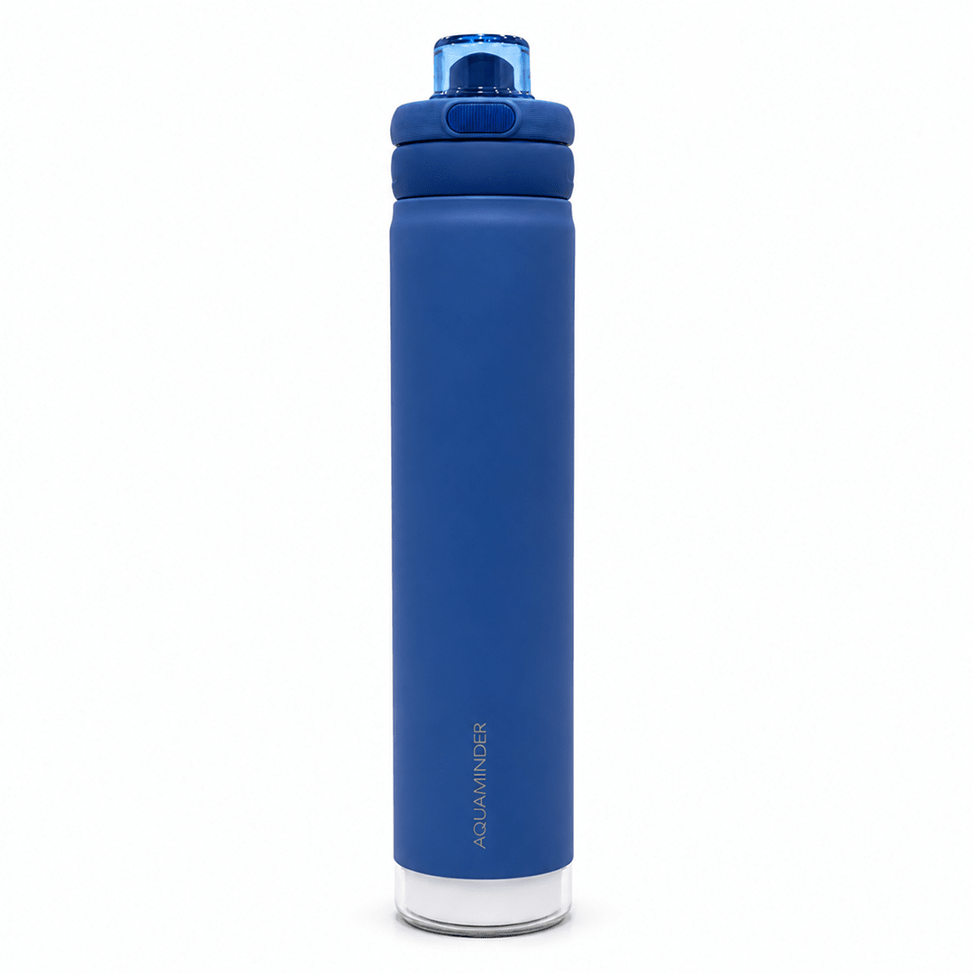 Personalised Rio Prime+ Smart Reminder Beep & Glow Vacuum Bottle with Chug Cap | 700 ml | Hot & Cold Retention | 15-Day Battery | Blue - COD Not Applicable - AQUAMINDER