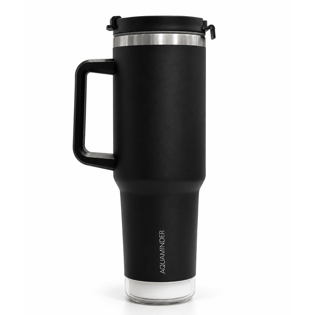 Nile Prime+ Smart Reminder Led Vacuum Tumbler | 1200ML | Black - AQUAMINDER
