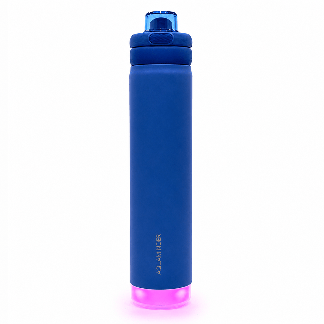 Personalised Rio Prime+ Smart Reminder Beep & Glow Vacuum Bottle with Chug Cap | 700 ml | Hot & Cold Retention | 15-Day Battery | Blue - COD Not Applicable - AQUAMINDER