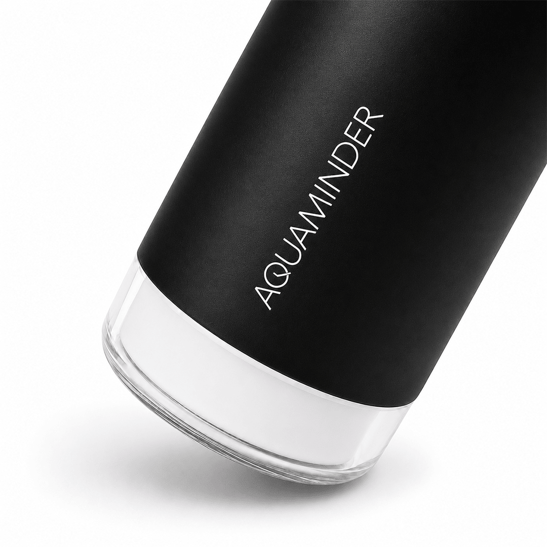 Personalised Rio Prime+ Smart Reminder Beep & Glow Vacuum Bottle with Chug Cap | 700 ml | Hot & Cold Retention | 15-Day Battery | Black - COD Not Applicable - AQUAMINDER