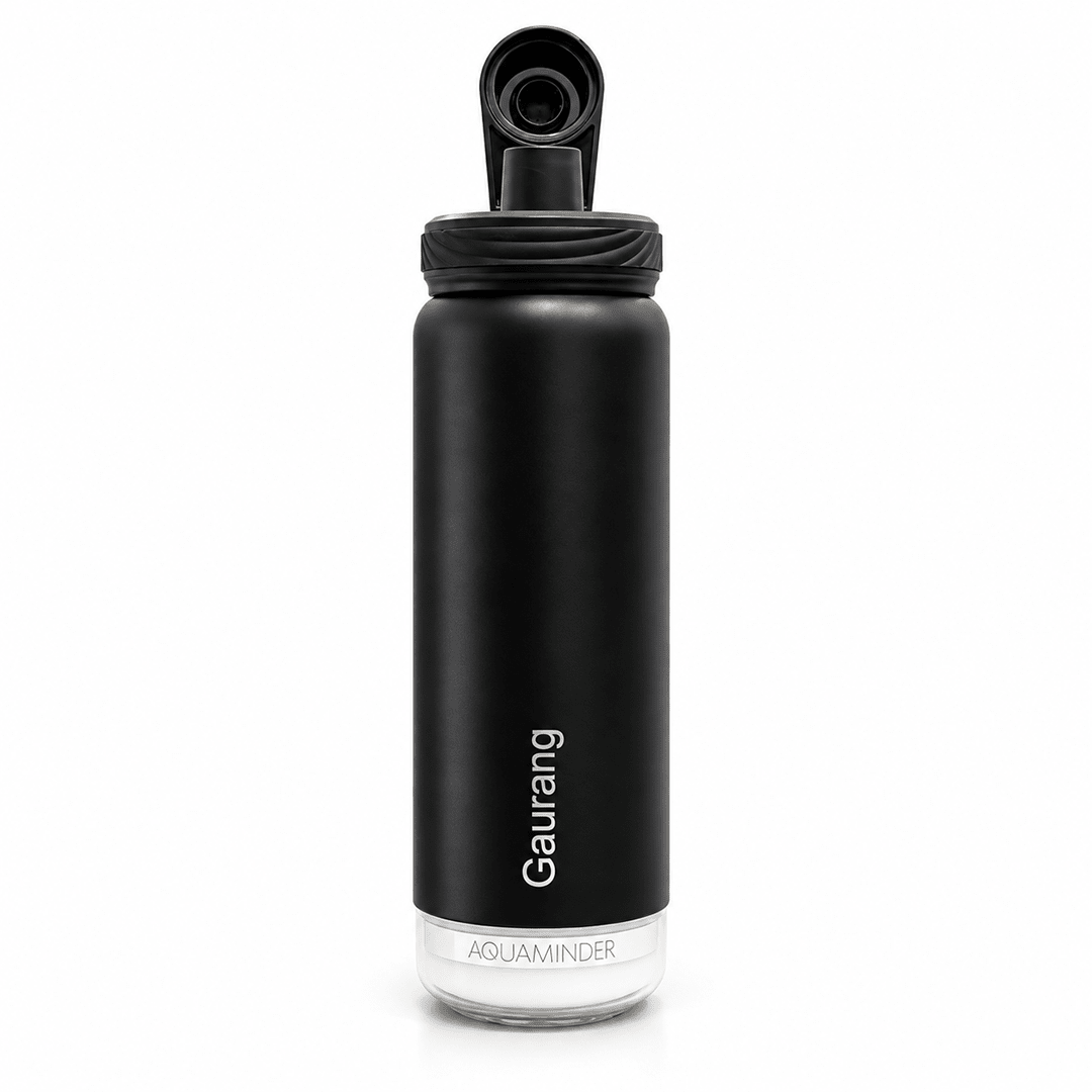 Personalised Rhine+ Smart Hydration Bottle | 800ML | Black - AQUAMINDER