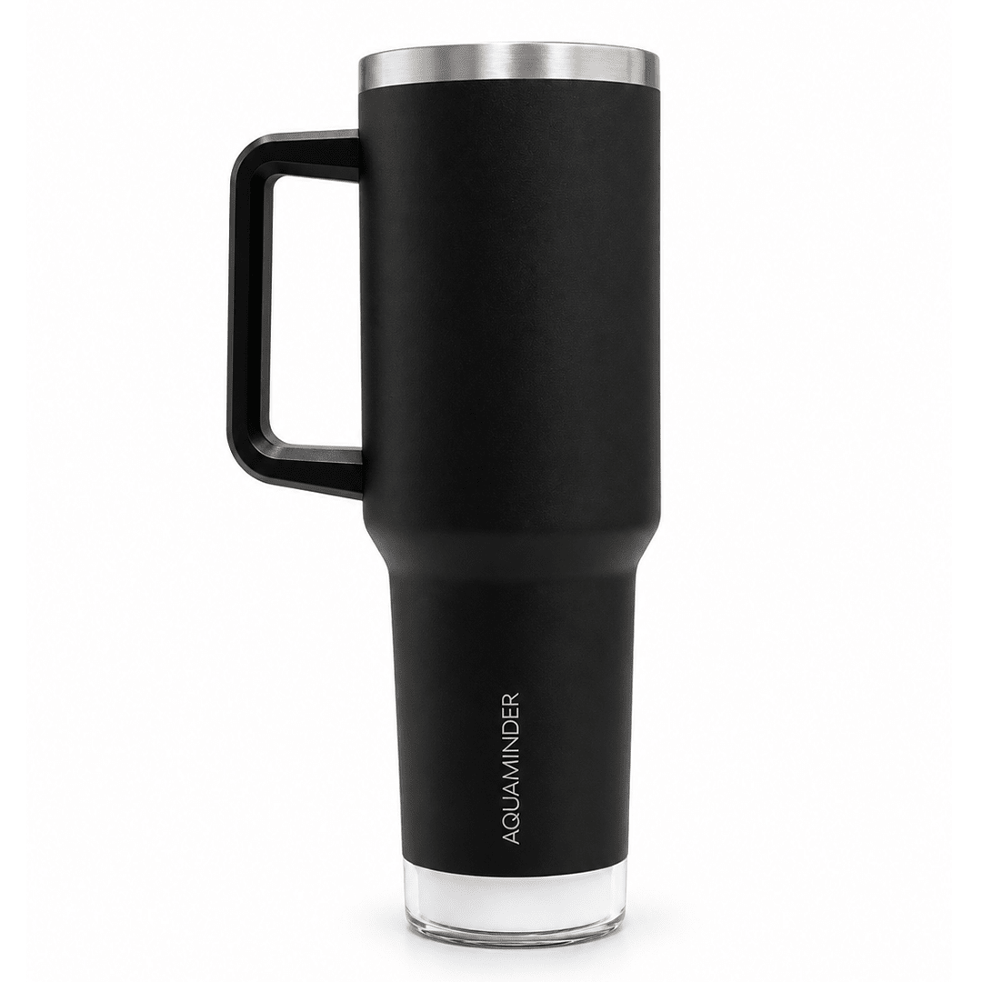 Nile Prime+ Smart Reminder Led Vacuum Tumbler | 1200ML | Black - AQUAMINDER