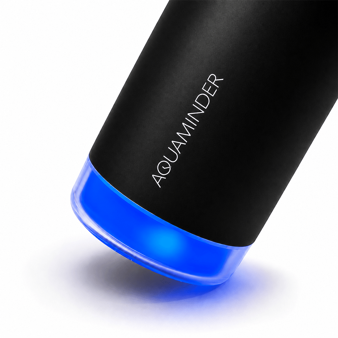 Personalised Rio Prime+ Smart Reminder Beep & Glow Vacuum Bottle with Chug Cap | 700 ml | Hot & Cold Retention | 15-Day Battery | Black - COD Not Applicable - AQUAMINDER