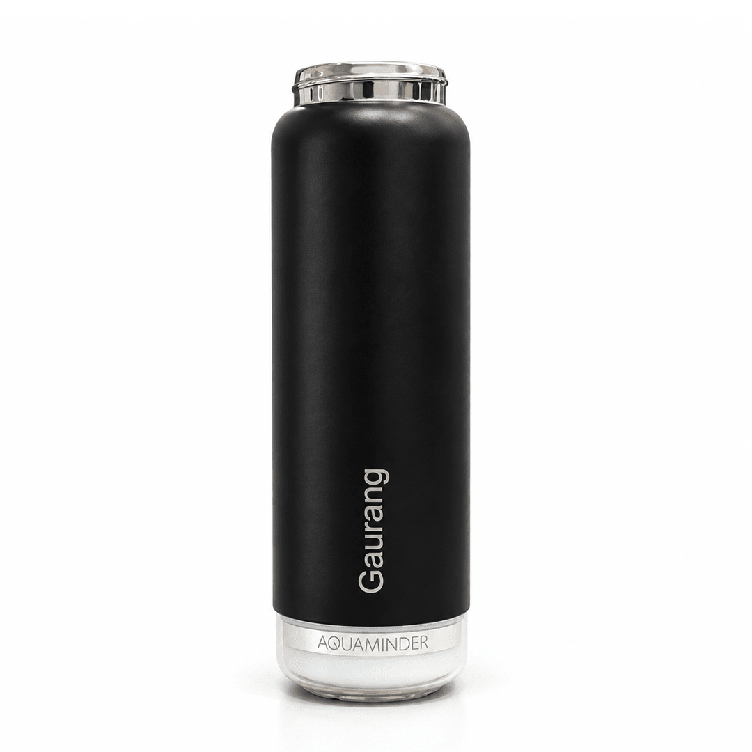 Personalised Rhine+ Smart Hydration Bottle | 800ML | Black - AQUAMINDER