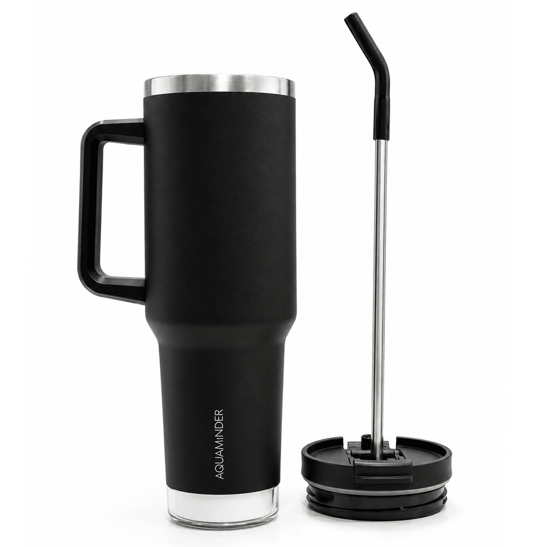 Nile Prime+ Smart Reminder Led Vacuum Tumbler | 1200ML | Black - AQUAMINDER