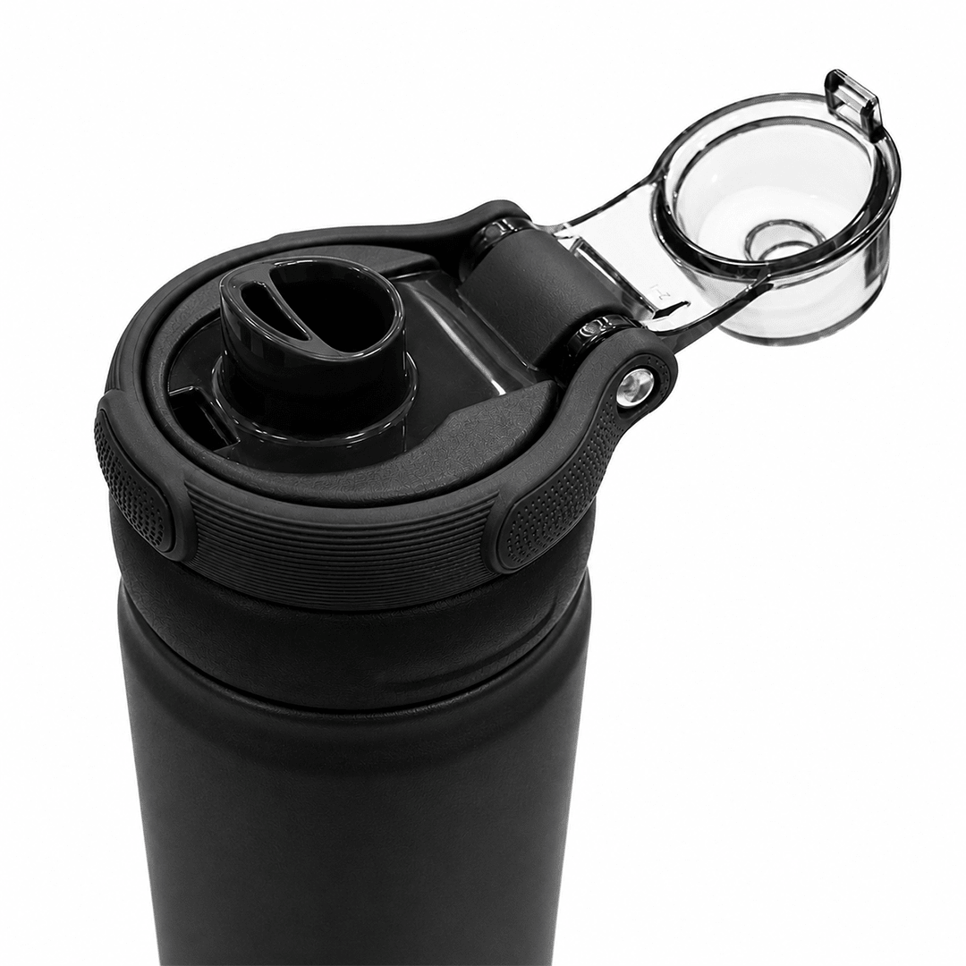 Personalised Rio Prime+ Smart Reminder Beep & Glow Vacuum Bottle with Chug Cap | 700 ml | Hot & Cold Retention | 15-Day Battery | Black - COD Not Applicable - AQUAMINDER