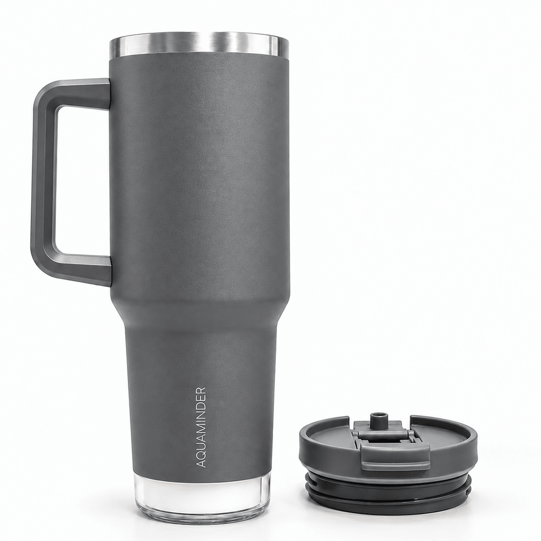Nile Prime+ Smart Reminder Led Vacuum Tumbler | 1200ML | Grey - AQUAMINDER
