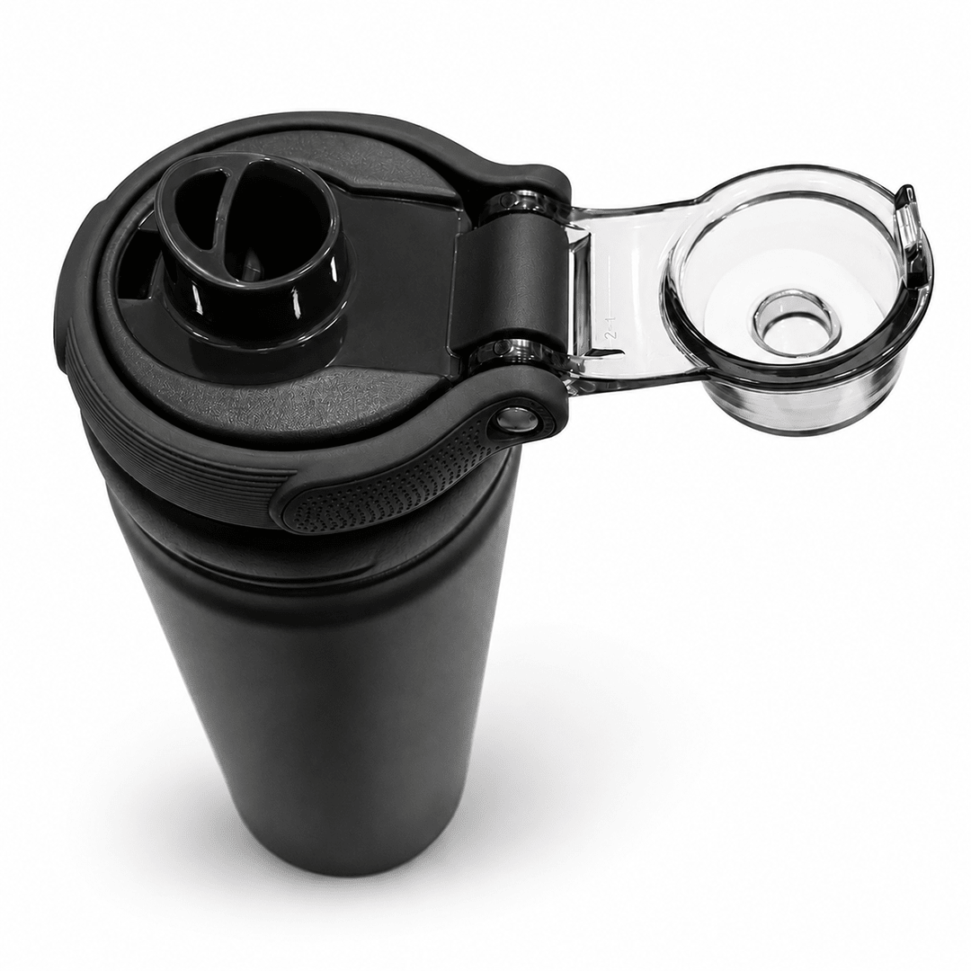 Personalised Rio Prime+ Smart Reminder Beep & Glow Vacuum Bottle with Chug Cap | 700 ml | Hot & Cold Retention | 15-Day Battery | Black - COD Not Applicable - AQUAMINDER