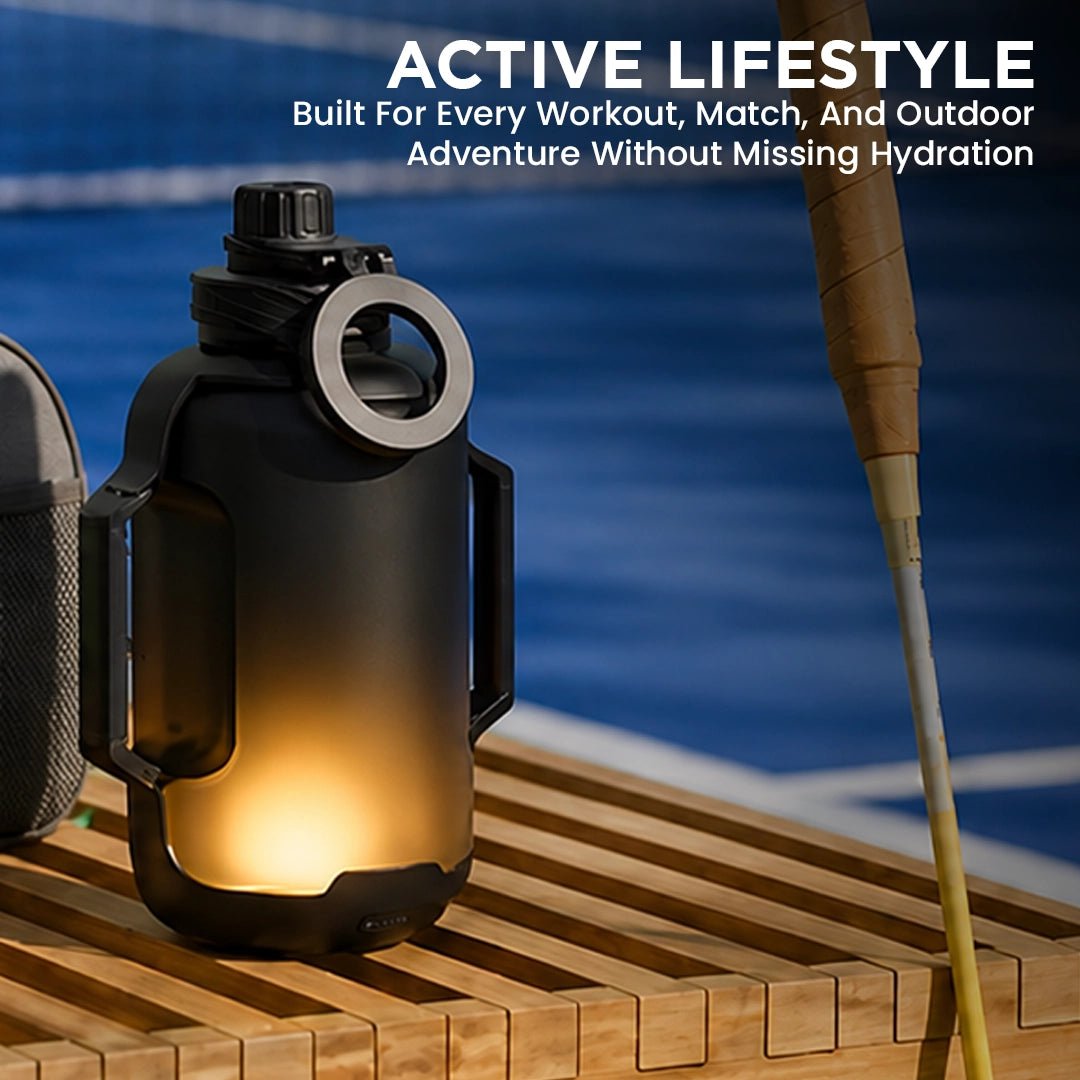 Congo Prime+ Smart Reminder Bottle with Chug Cap, Magnetic Phone Holder & Aquaminder APP Connectivity | 1300ml | Black - AQUAMINDER