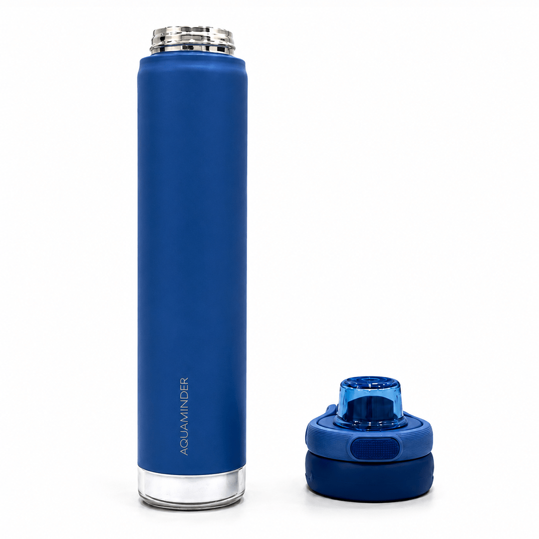 Personalised Rio Prime+ Smart Reminder Beep & Glow Vacuum Bottle with Chug Cap | 700 ml | Hot & Cold Retention | 15-Day Battery | Blue - COD Not Applicable - AQUAMINDER