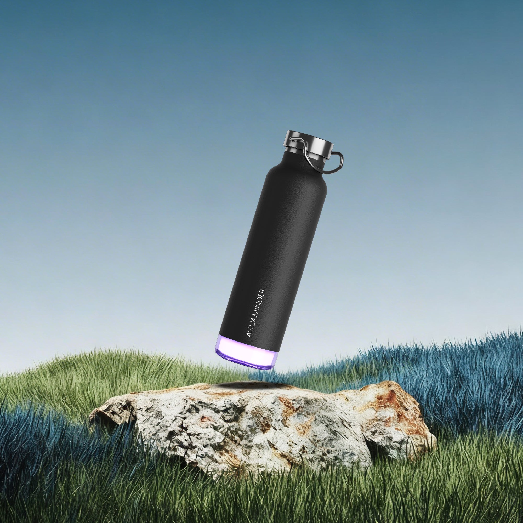 Thames+Smart Reminder Led Vacuum Bottle & Aquaminder APP Connectivity | 600 ml | Blue