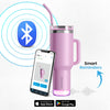 Nile+ Smart Reminder Led Vacuum Tumbler with Sipper Cap, Straw & Aquaminder APP Connectivity | 1200ML | Pink - AQUAMINDER