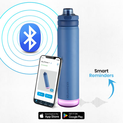 Rio Prime +Smart Water Bottle, 700 ml with Beep & Glow Reminder Double Wall Stainless Steel, Hot & Cold Retention, 15-Day Battery