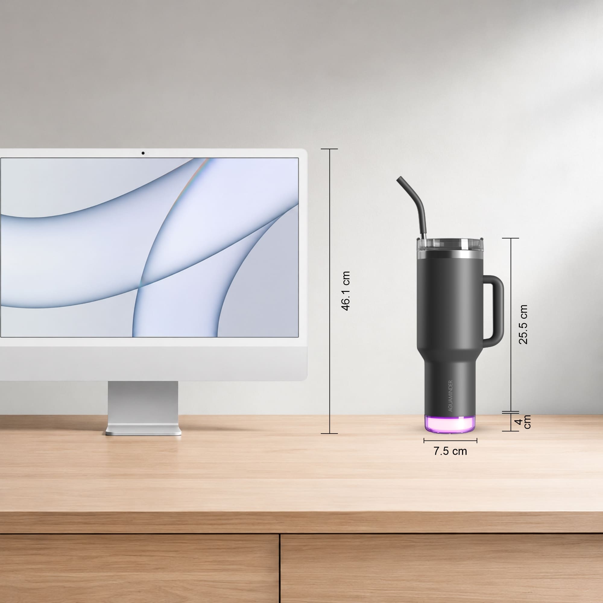 Personalised Nile+ Smart Reminder Led Vacuum Tumbler with Sipper Cap, Straw & Aquaminder APP Connectivity | 1200ML | Grey - COD Not Applicable - AQUAMINDER