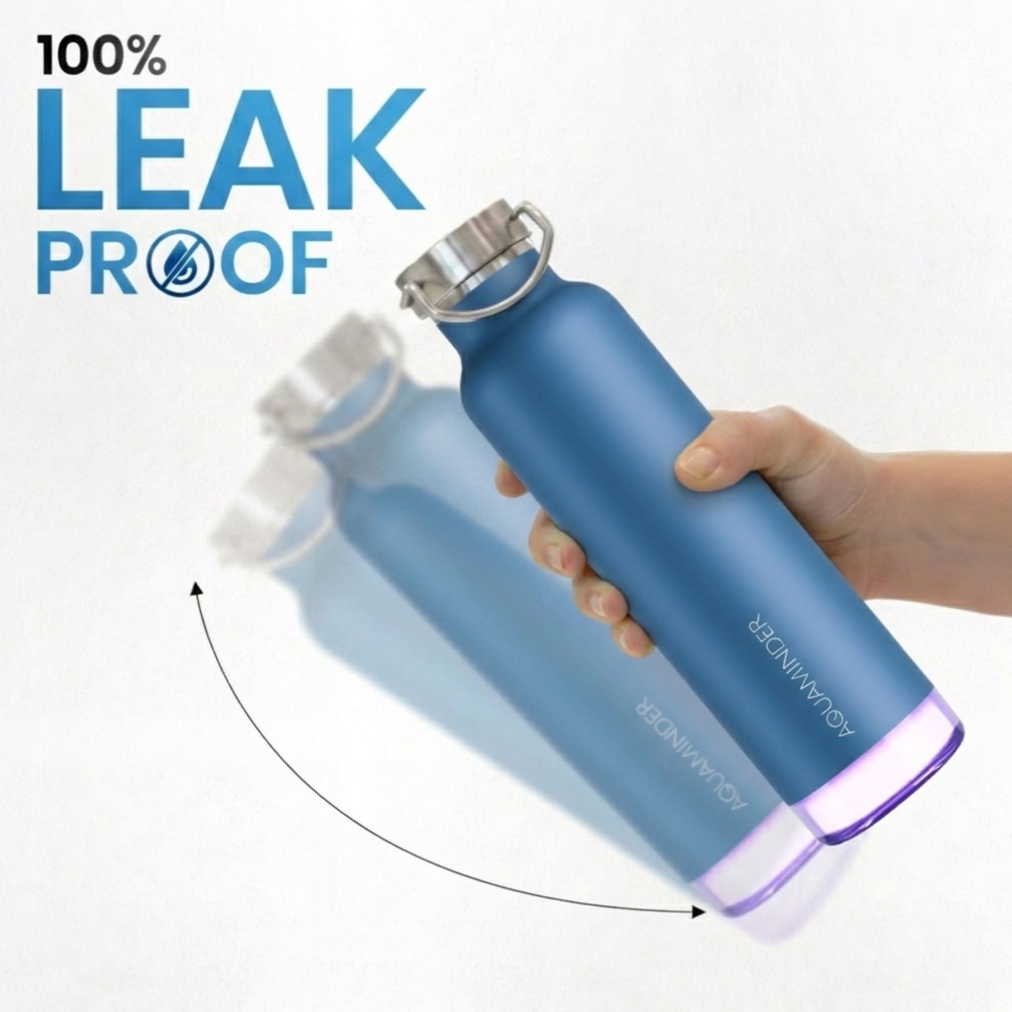 Thames+Smart Water Bottle with App Connectivity,600 ml, SS 304 Material - Blue - AQUAMINDER