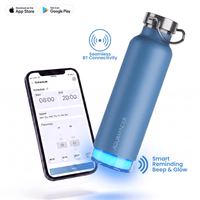 Personalised Thames+ Smart Reminder Led Vacuum Bottle & Aquaminder APP Connectivity | 600 ml | Blue - COD Not Applicable - AQUAMINDER