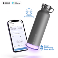 Personalised Thames+ Smart Reminder Led Vacuum Bottle & Aquaminder APP Connectivity | 600 ml | Grey - COD Not Applicable - AQUAMINDER