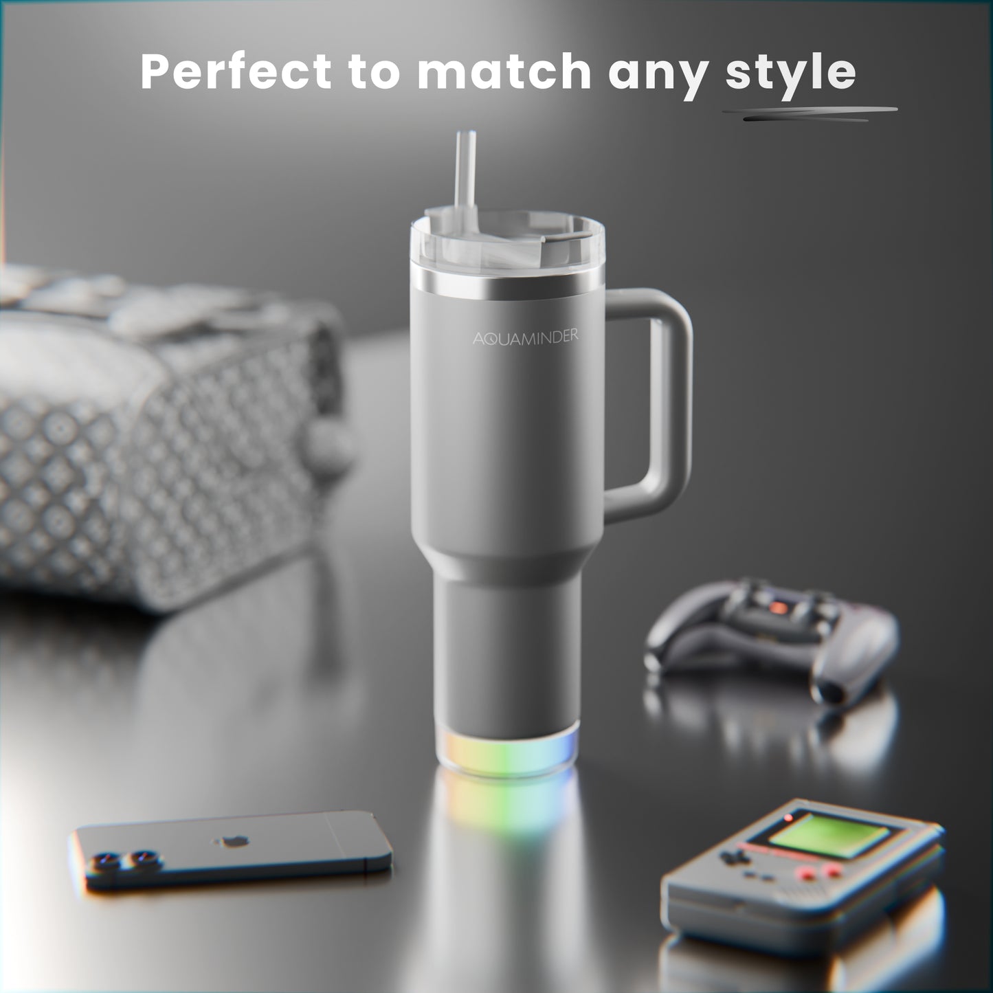 Stainless steel water bottle with beep & glow reminder