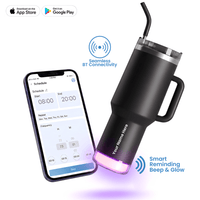 Personalised Nile+ Smart Reminder Led Vacuum Tumbler with Sipper Cap, Straw & Aquaminder APP Connectivity | 1200ML | Black - COD Not Applicable - AQUAMINDER