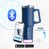 Personalised Nile Go+ Smart Reminder Led Vacuum Tumbler with Sipper Cap & Aquaminder APP Connectivity | 800ML | Blue - COD Not Applicable - AQUAMINDER