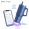 Personalised Nile Go+ Smart Reminder Led Vacuum Tumbler with Sipper Cap & Aquaminder APP Connectivity | 800ML | Blue - COD Not Applicable - AQUAMINDER