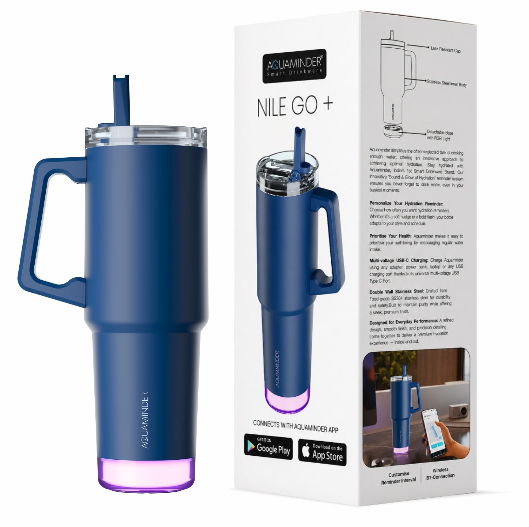 Smart Water Bottle For Office Home & Gym – AQUAMINDER