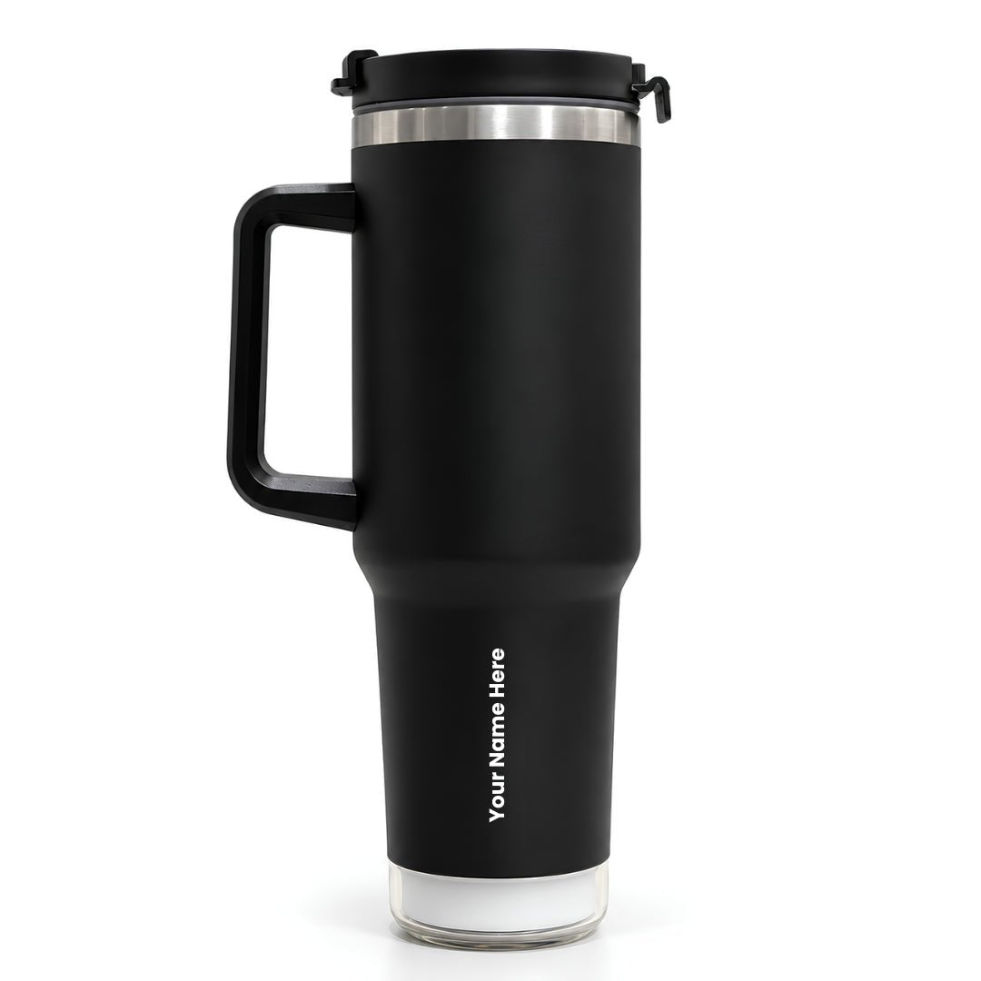 Nile Prime+ Smart Reminder Led Vacuum Tumbler | 1200ML | Black - AQUAMINDER