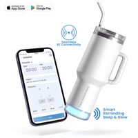 Personalised Nile+ Smart Reminder Led Vacuum Tumbler with Sipper Cap, Straw & Aquaminder APP Connectivity | 1200ML | White - COD Not Applicable - AQUAMINDER