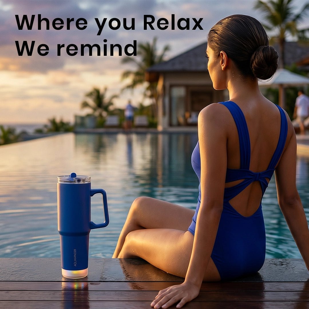 Nile Go+ Smart Tumbler with Sipper Cap Leak Proof 800ml with App Connectivity - White - AQUAMINDER