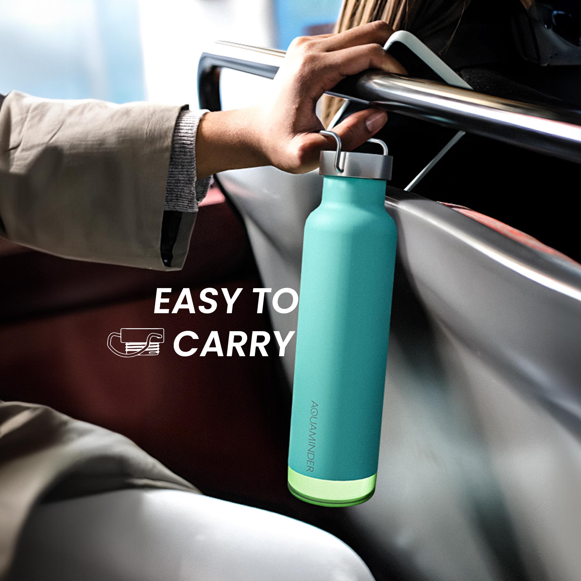 Thames+ Smart Water Bottle, 600 ml, SS 304 Material with App Connectivity - AQUAMINDER