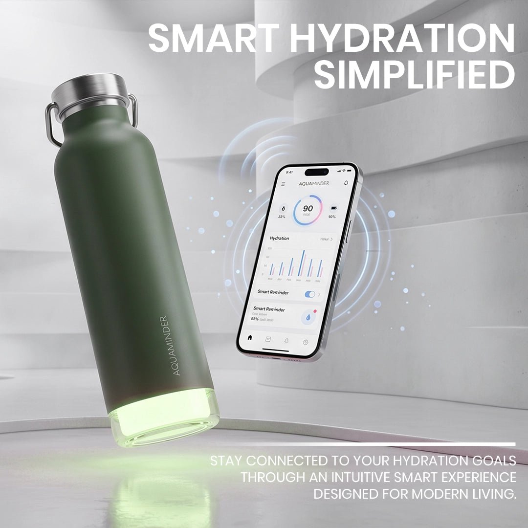 Thames+Smart Reminder Led Vacuum Tumbler & Aquaminder APP Connectivity | SS 304 Material | 600 ml | Blue - AQUAMINDER