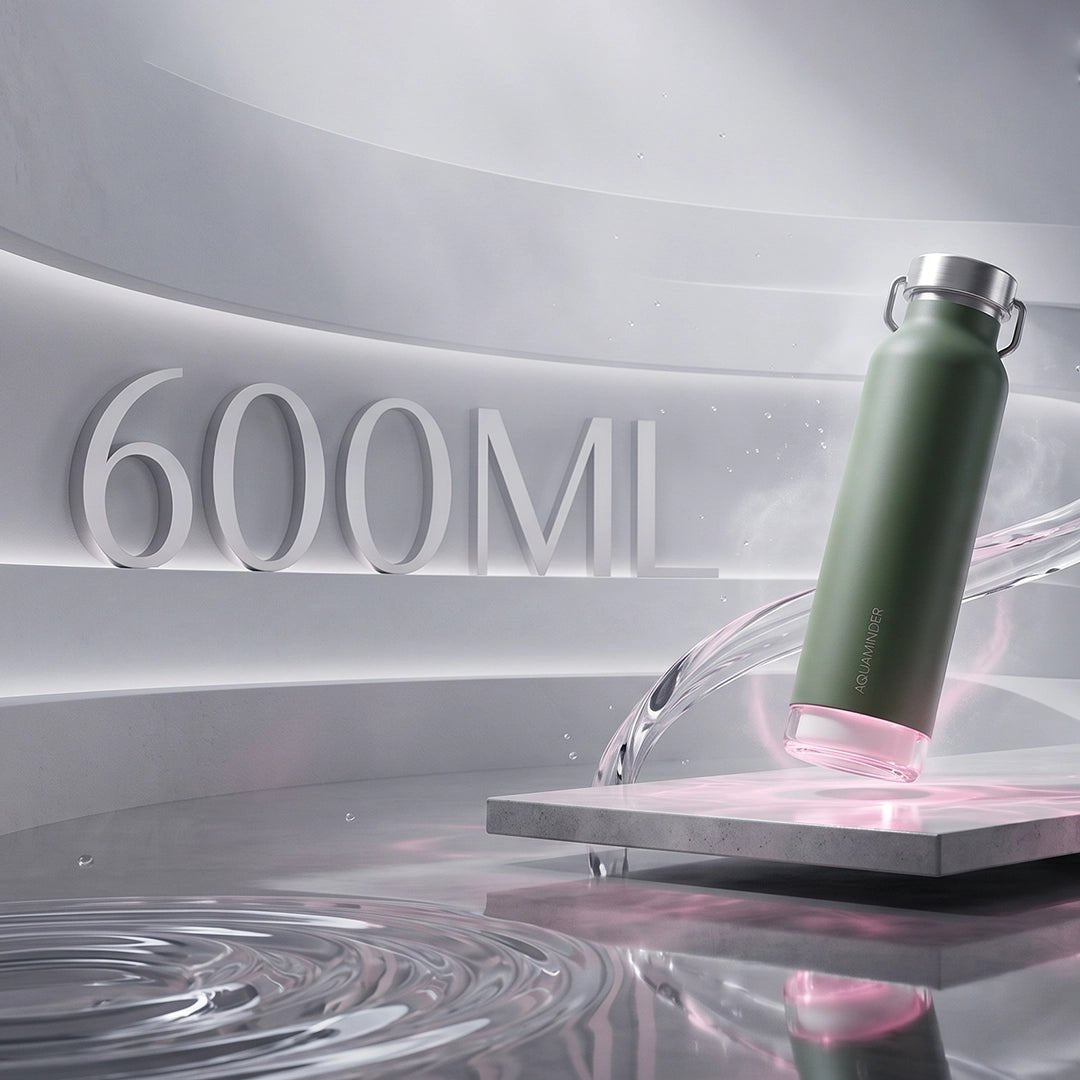Thames+Smart Reminder Led Vacuum Tumbler & Aquaminder APP Connectivity | SS 304 Material | 600 ml | Blue - AQUAMINDER