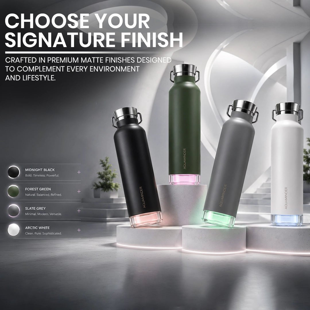 Thames+Smart Reminder Led Vacuum Tumbler & Aquaminder APP Connectivity | SS 304 Material | 600 ml | Blue - AQUAMINDER