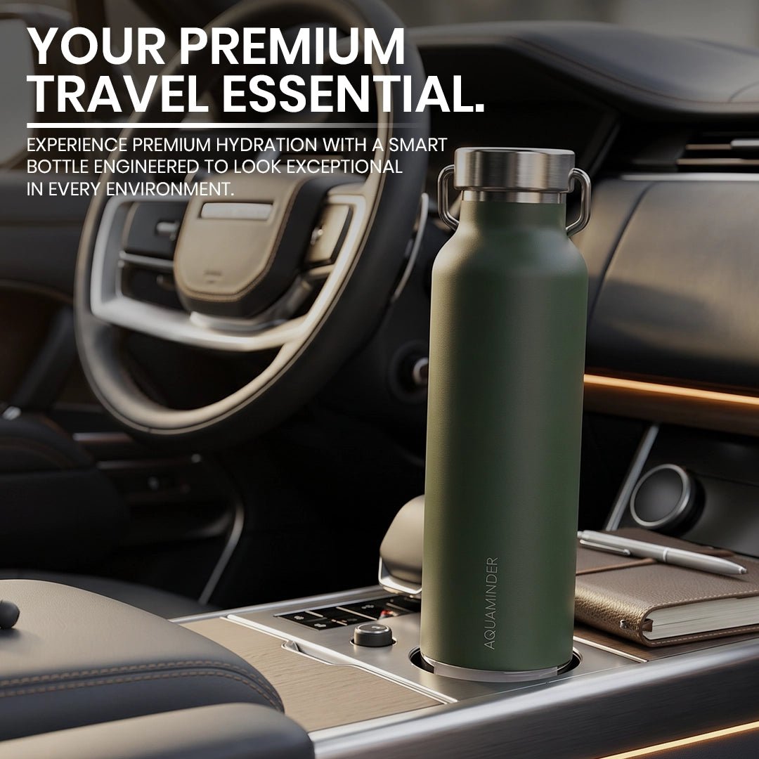 Thames+Smart Reminder Led Vacuum Tumbler & Aquaminder APP Connectivity | SS 304 Material | 600 ml | Blue - AQUAMINDER