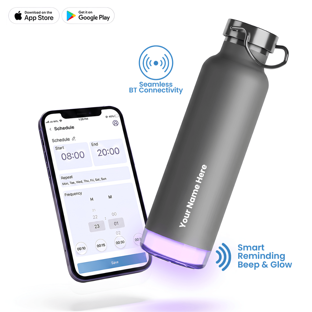 Thames+ Smart Reminder Led Vacuum Bottle | 600 ml | Grey - AQUAMINDER