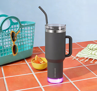 Nile+ Stainless Steel Tumbler with Handle, Straw & Lid 1.2 Litre  SS304 Material with App Connectivity