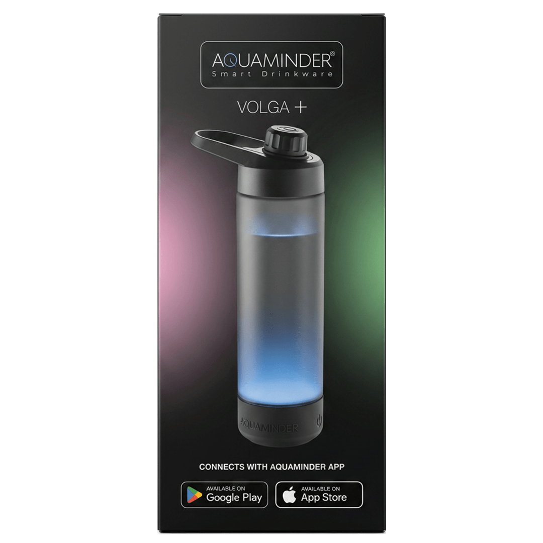 Personalised Volga+ Smart Reminder Led Vacuum Bottle With Chug Lid & Aquaminder APP Connectivity | 770 ml | Black - Cod Not Applicable - AQUAMINDER